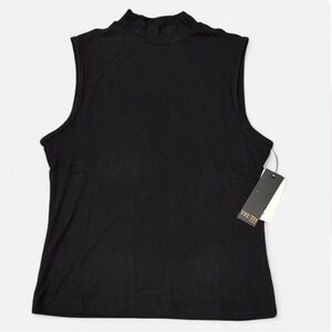 Truth Ribbed Sleeveless Mock Neck Tank - Black Size XL NWT